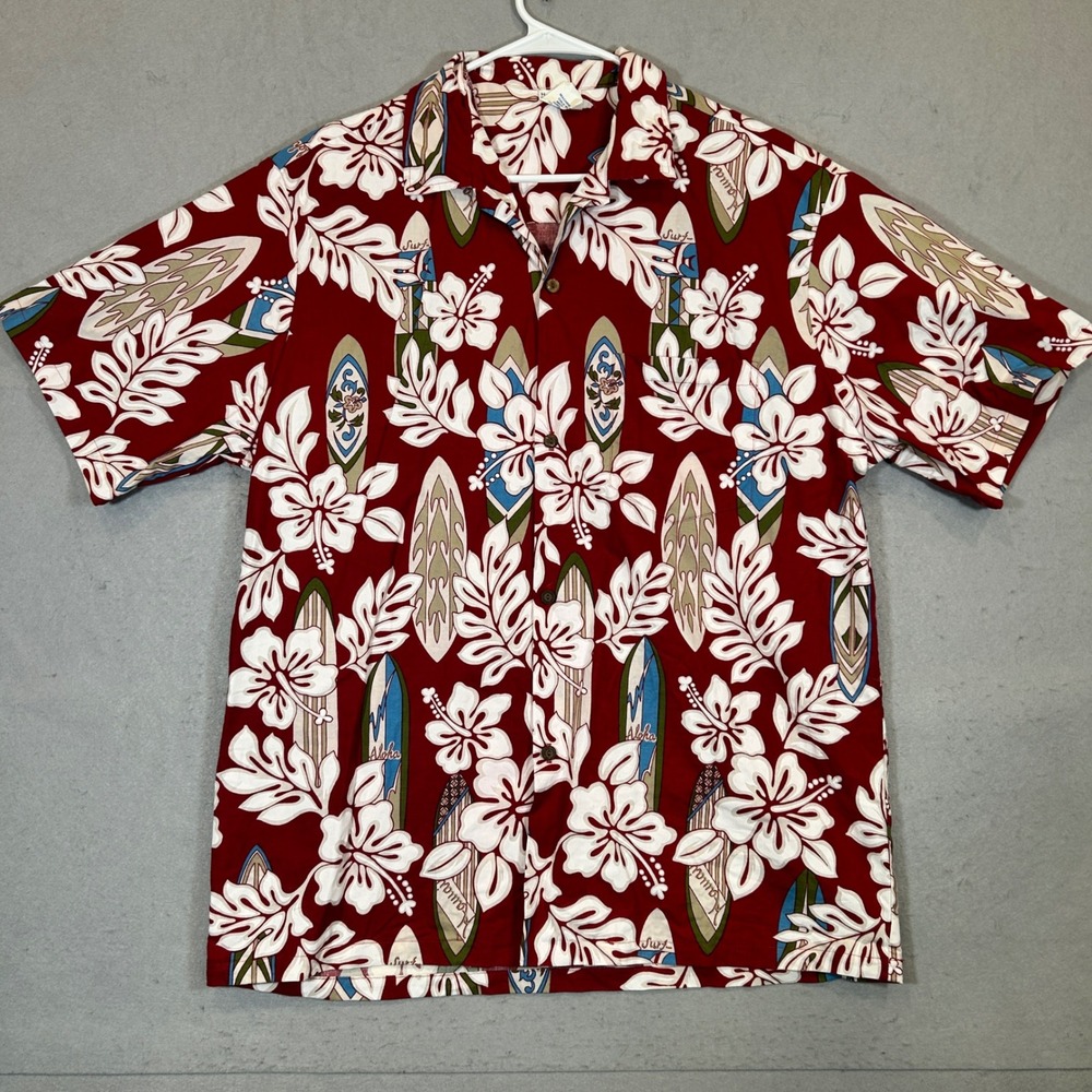 Vintage Hana Fashion Shirt XL Mens Red Hawaiian Aloha Button Down 70's